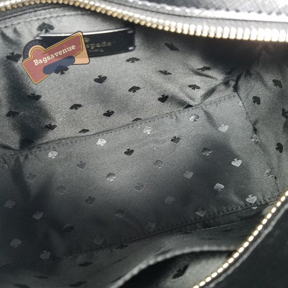 Staci Satchel Medium Size Crossbody Black Crosshatched Leather  Kate Spade - Picture 11 of 14